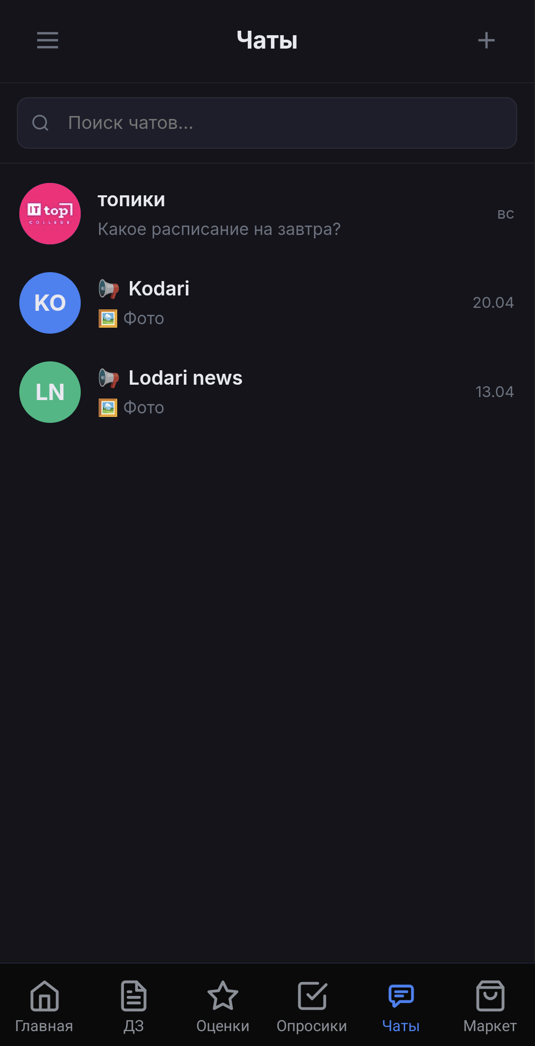 Чаты в KODARI TOP