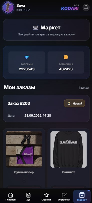 Раздел маркета